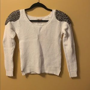Gianni Bini White jeweled shoulder sweater